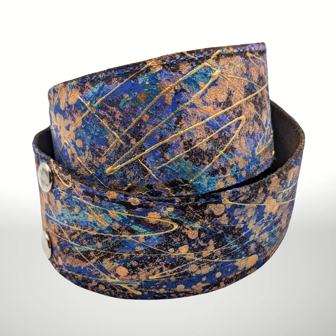 Copper and Blue Splatter 48" Strap