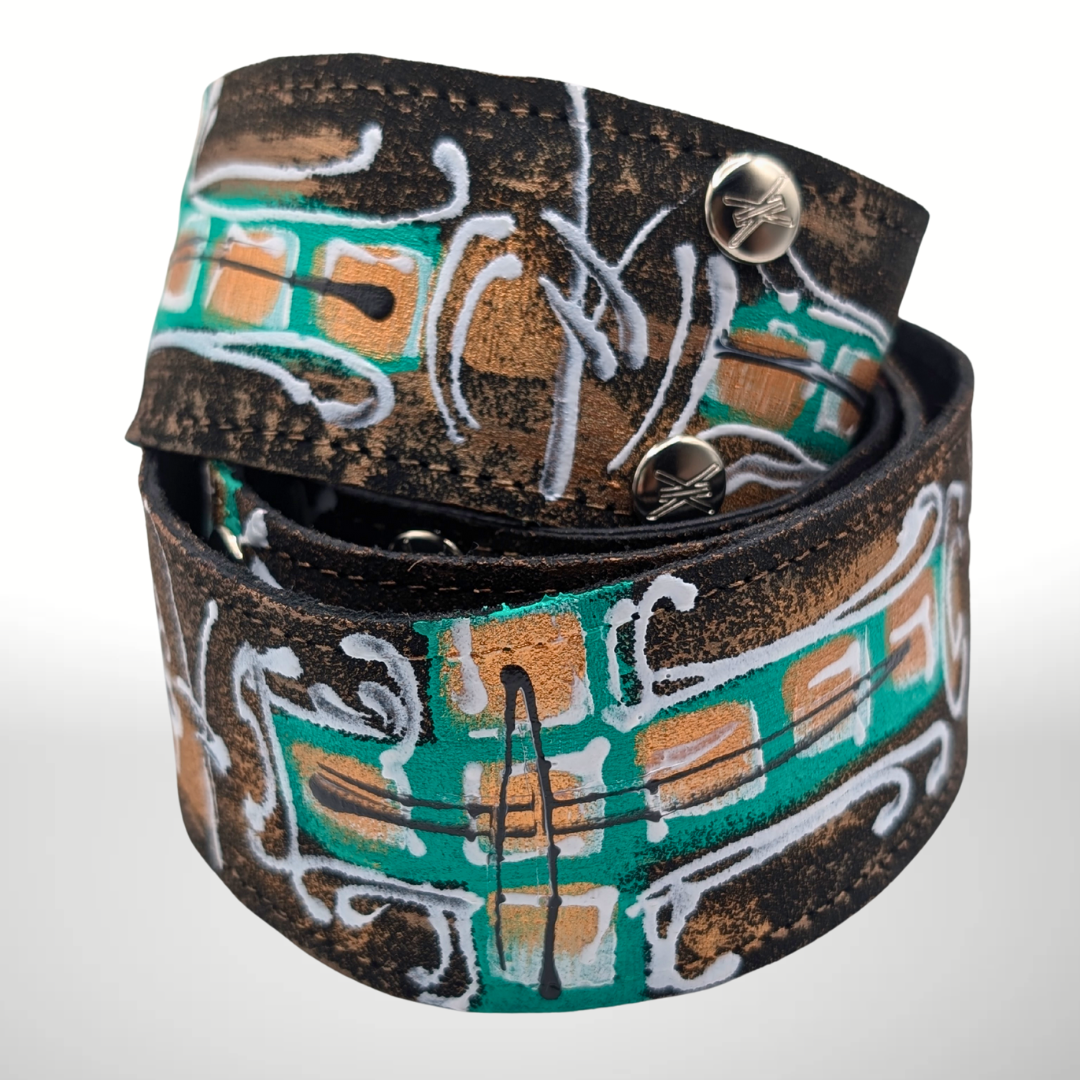 Turquoise Black Cross 48" Strap