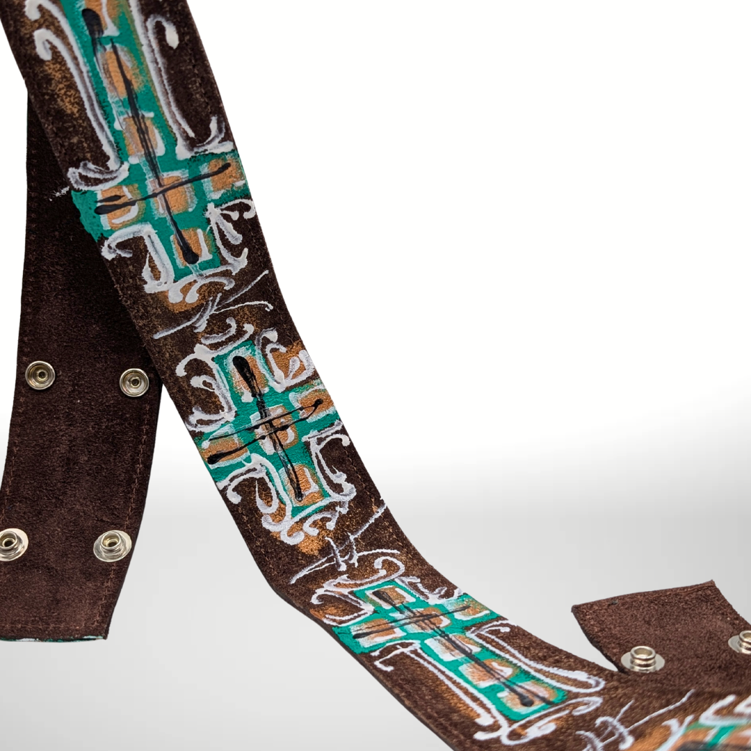 Turquoise Brown Cross Strap